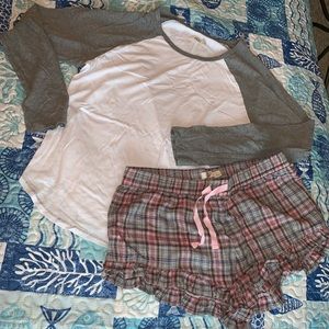 Ugg Pajama Set Large Pink Grey Stripe baseball t